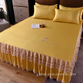 Wholesale Dyed Cool Feeling Fabrics Wholesale embroidery Cool feeling solid bed skirt Supplier